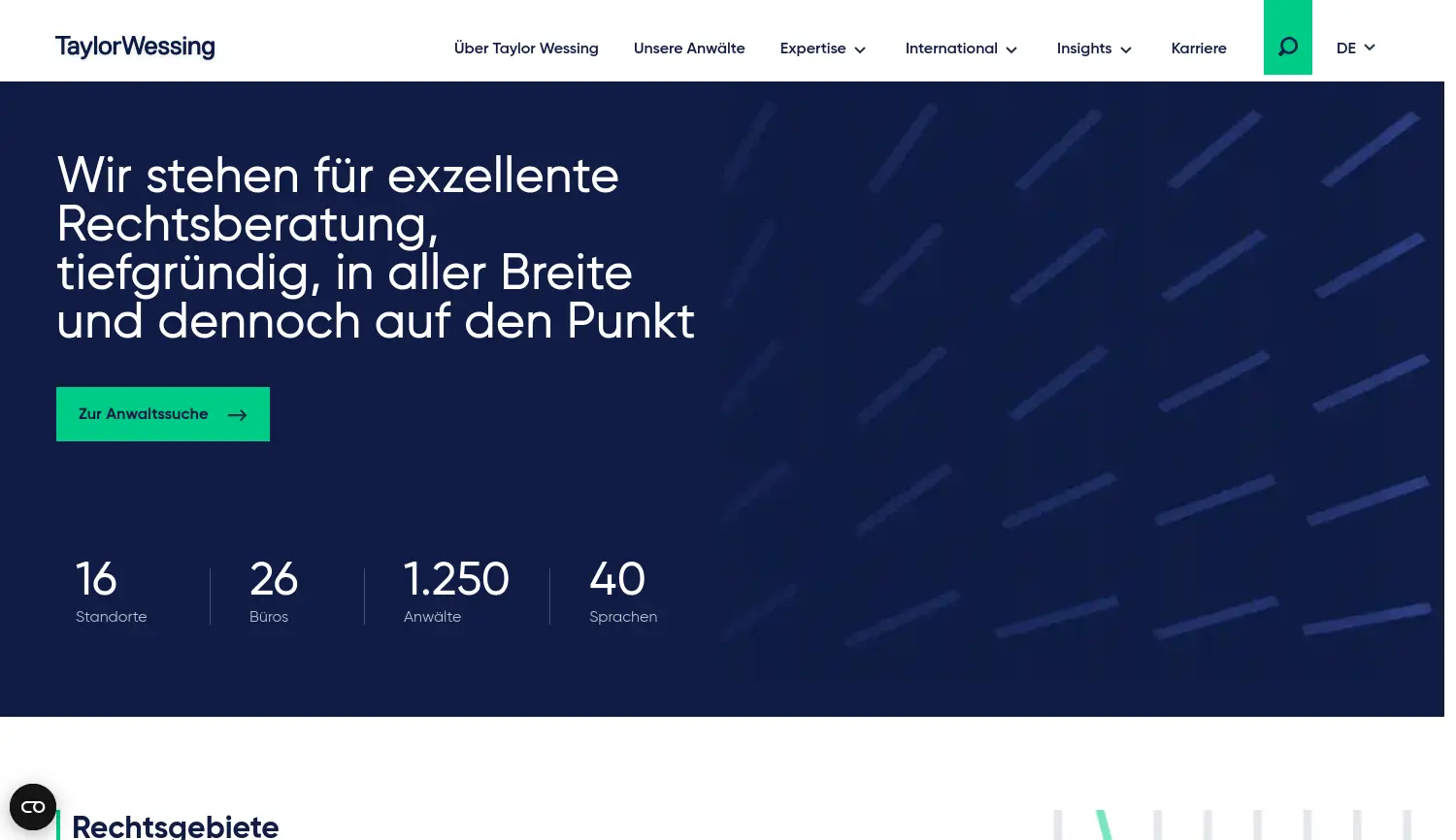 Website der Firma Taylor Wessing