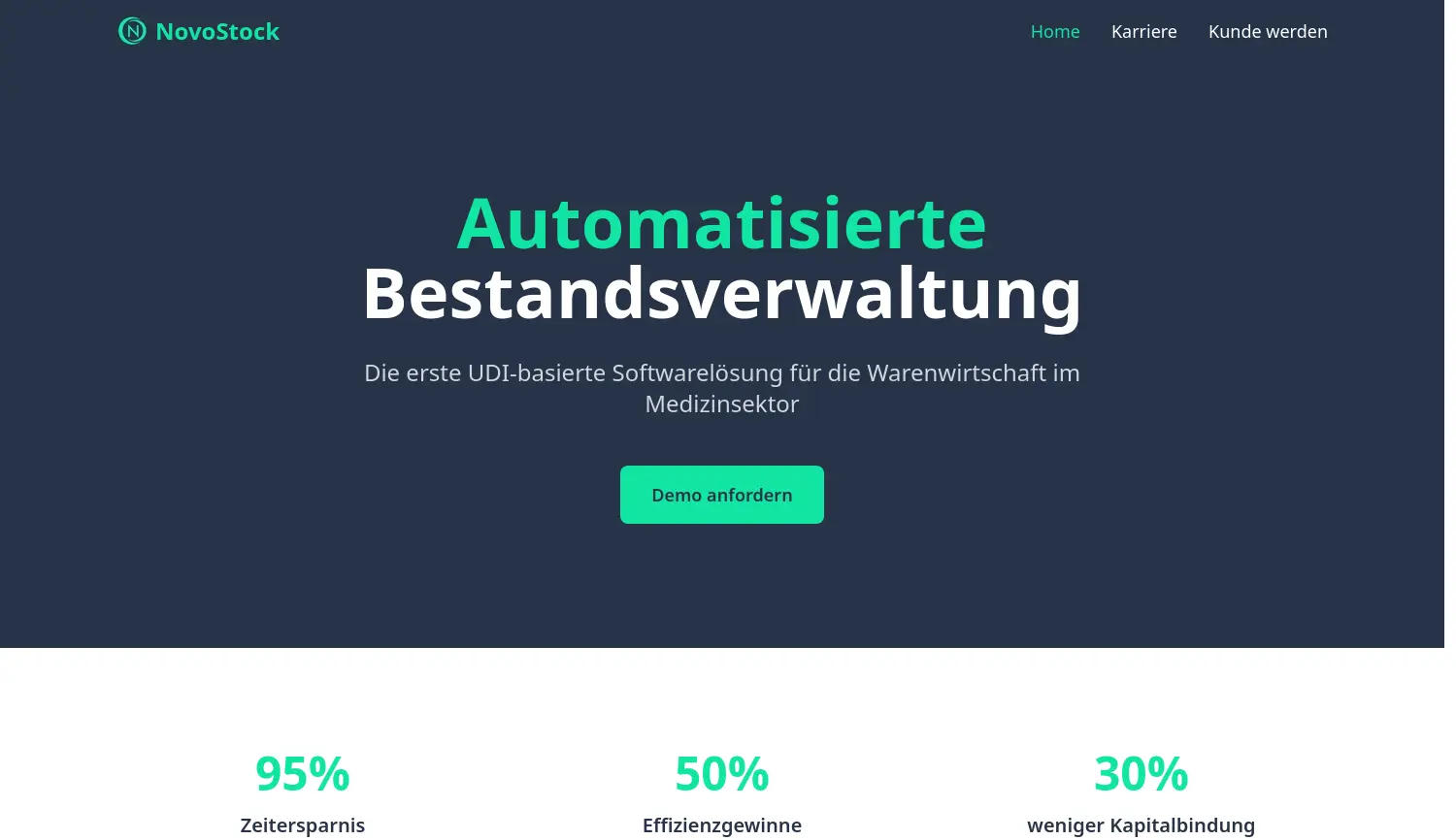 Website der Firma NovoStock GmbH