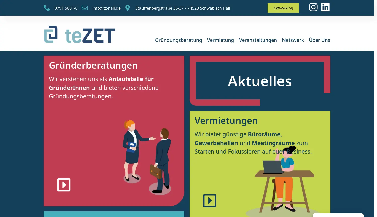 Website der Firma Technologiezentrum Schwäbisch Hall GmbH Haus der Wirtschaft