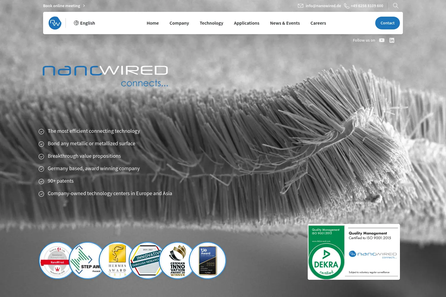 Website der Firma NanoWired GmbH