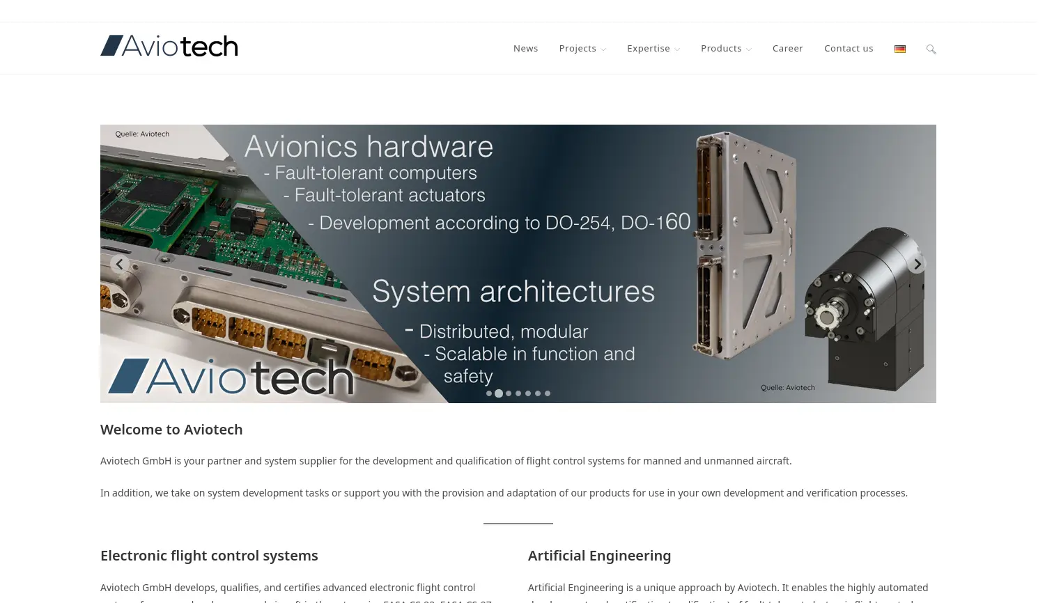 Website der Firma Aviotech GmbH