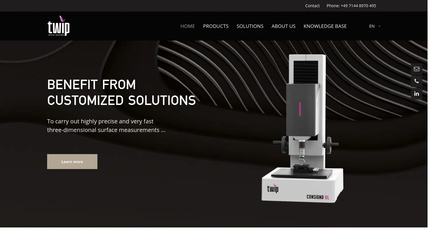 Website der Firma twip optical solutions GmbH