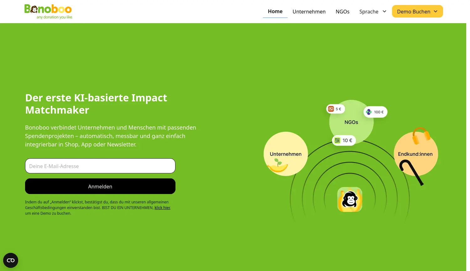 Website der Firma Bonoboo GmbH