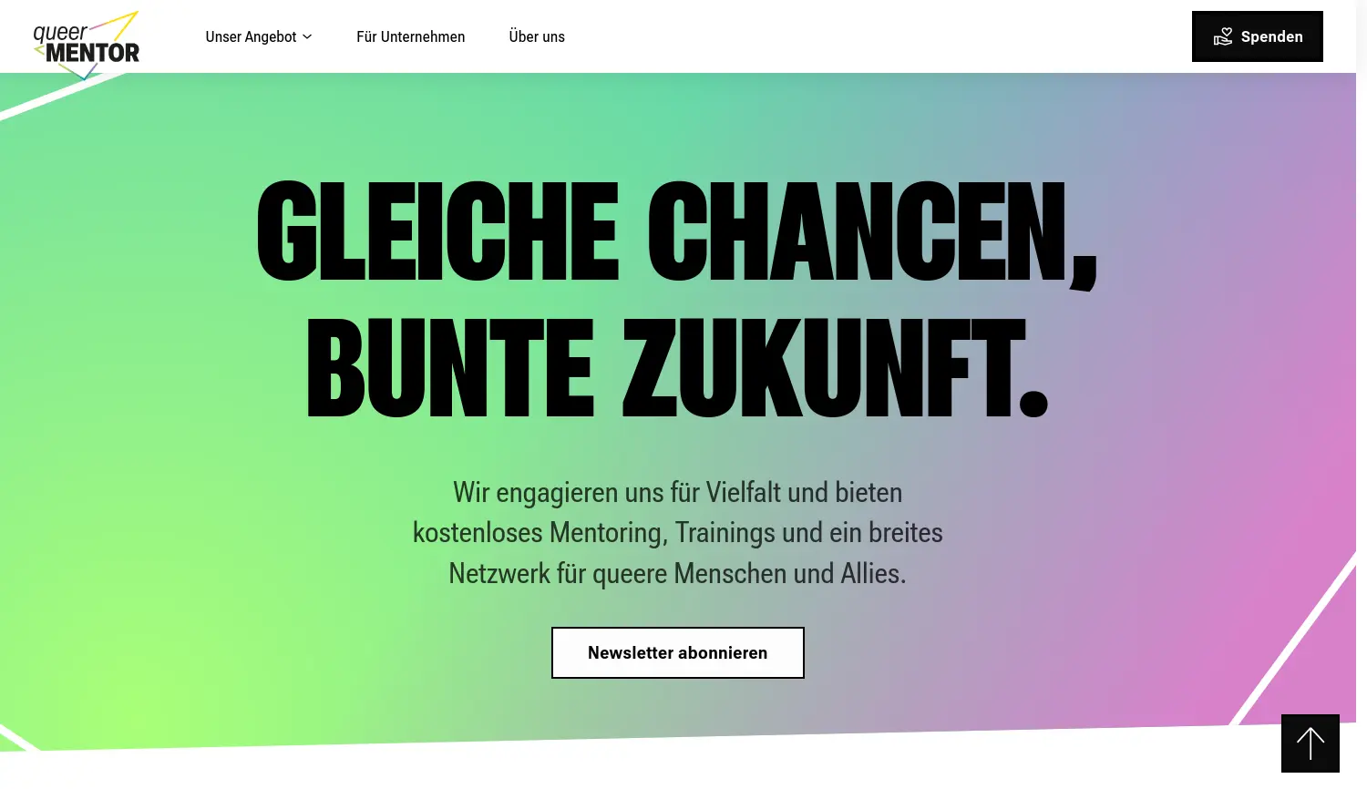 Website der Firma Queermentor - Training & Empowerment Network gGmbH