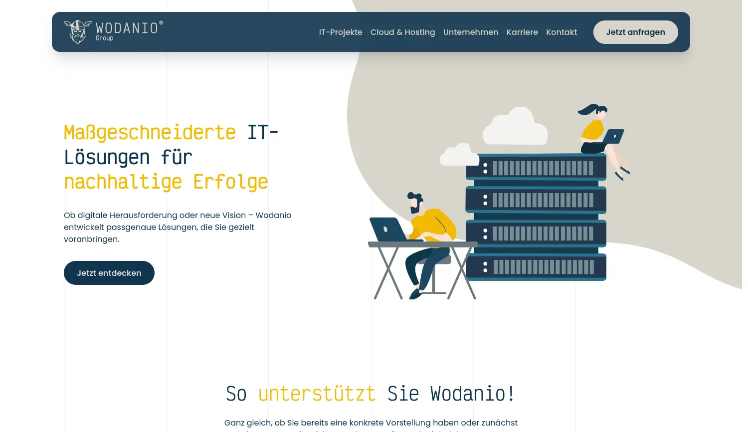 Website der Firma Wodanio Webtechnologies GmbH