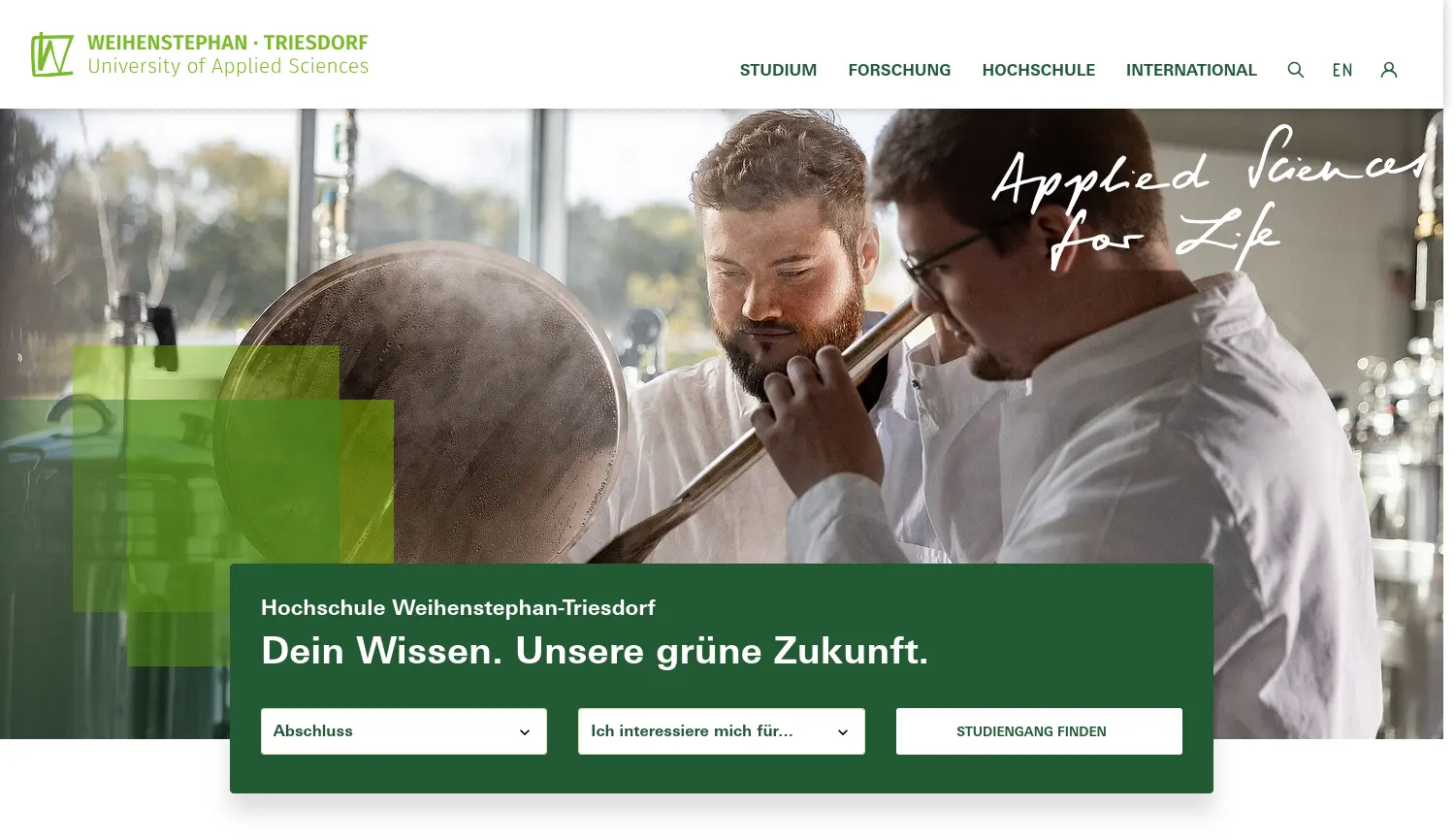 Website der Firma Hochschule Weihenstephan-Triesdorf