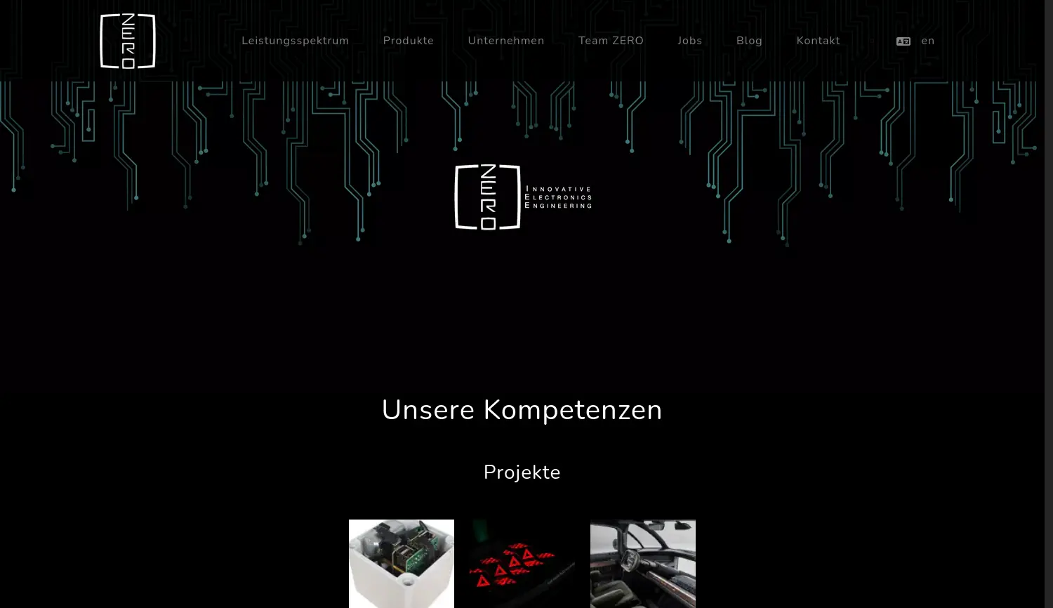 Website der Firma ZERO GmbH