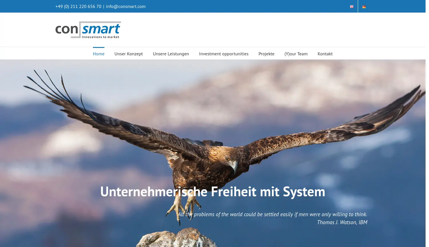 Website der Firma Consmart GmbH