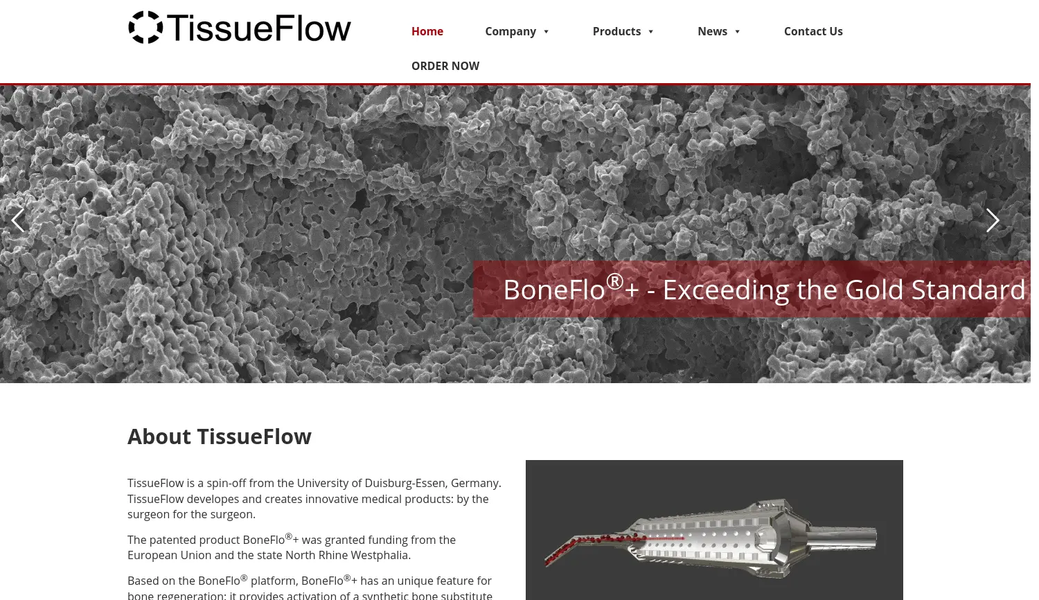 Website der Firma TissueFlow