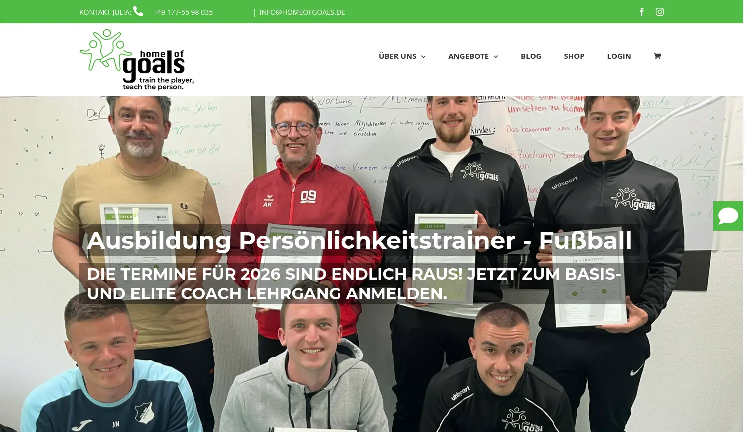 Website der Firma Home of Goals