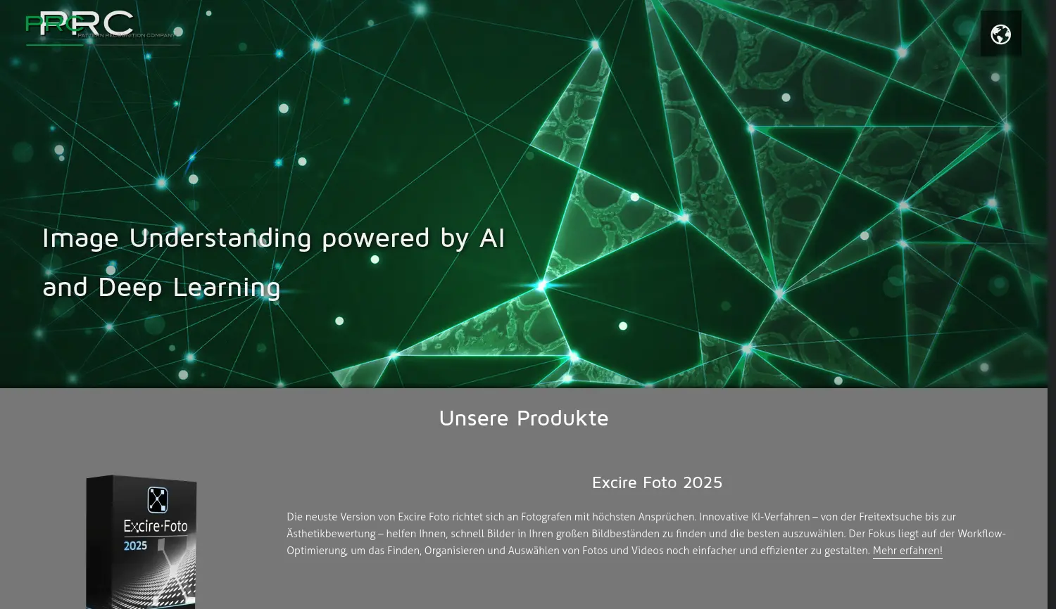 Website der Firma Pattern Recognition Company GmbH