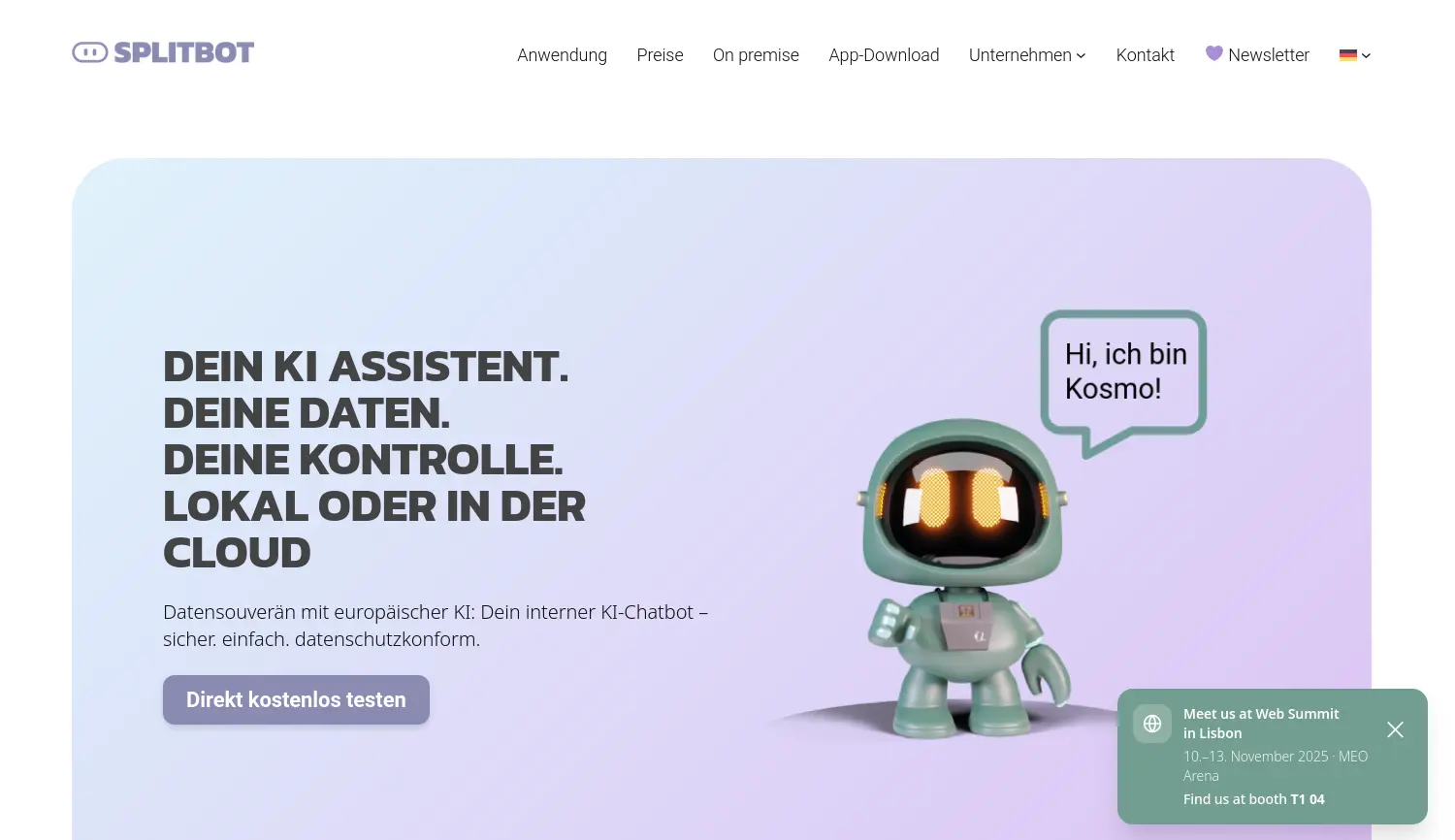 Website der Firma Splitbot Gmbh