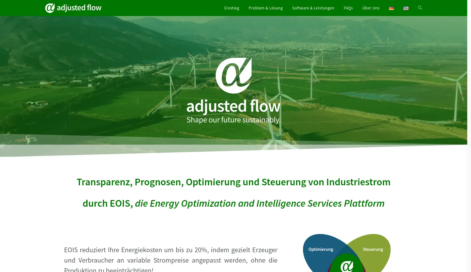 Website der Firma adjusted flow GmbH