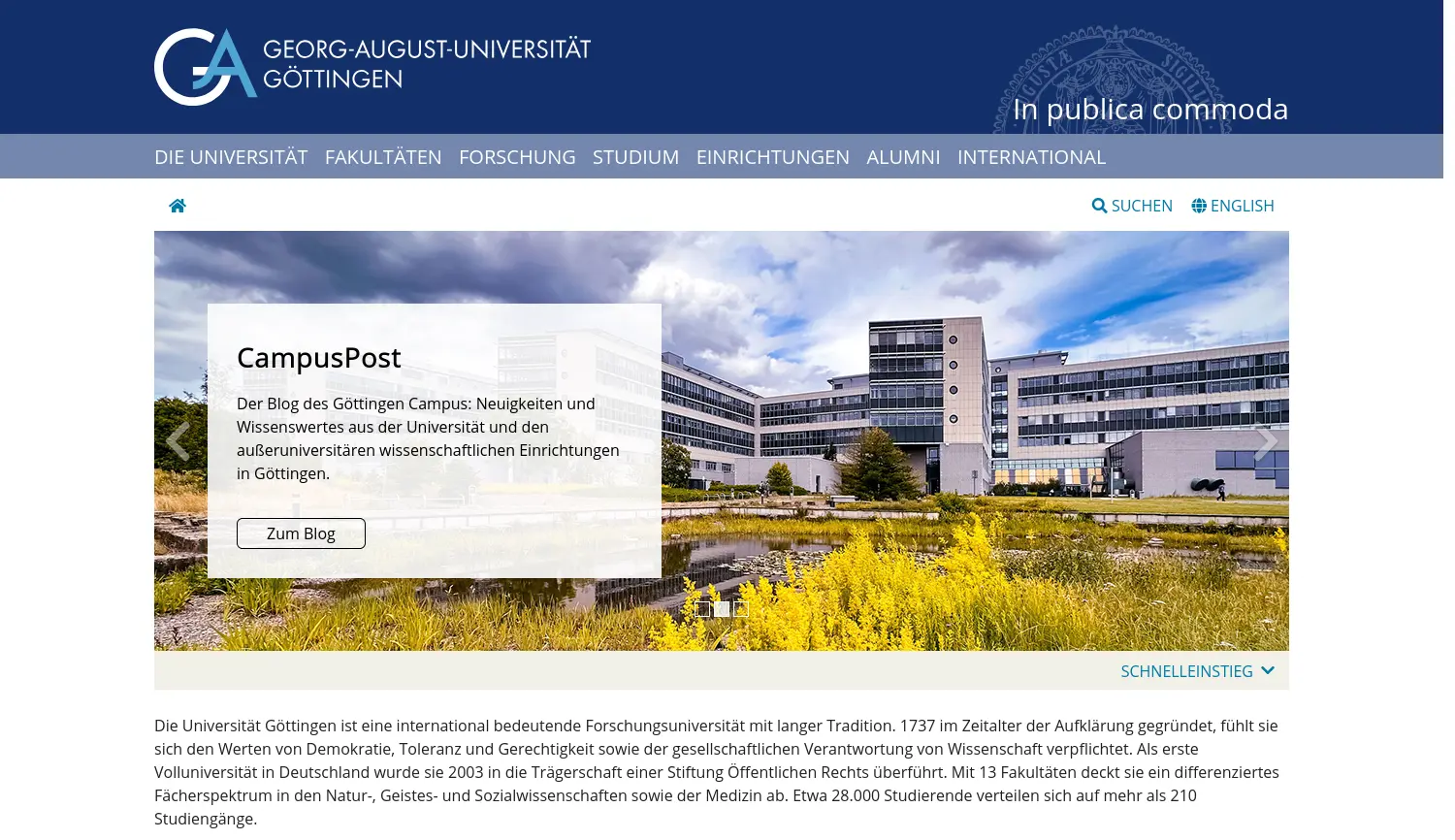 Website der Firma Georg-August-Universität Göttingen