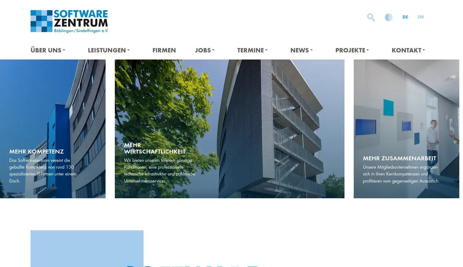 Website der Firma Softwarezentrum Böblingen/Sindelfingen e.V.