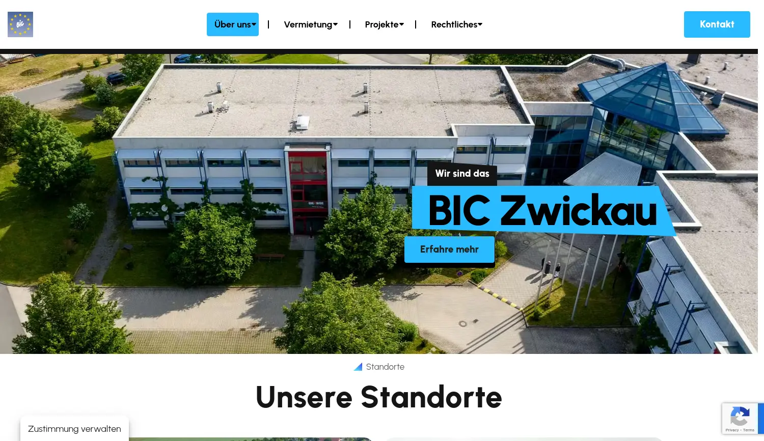Website der Firma Business and Innovation Centre (BIC) Zwickau GmbH