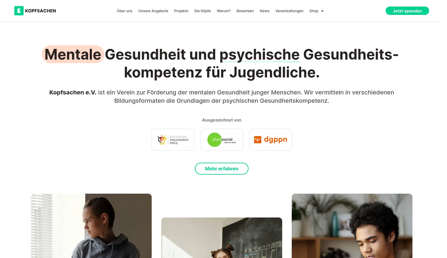 Website der Firma Kopfsachen e.V.