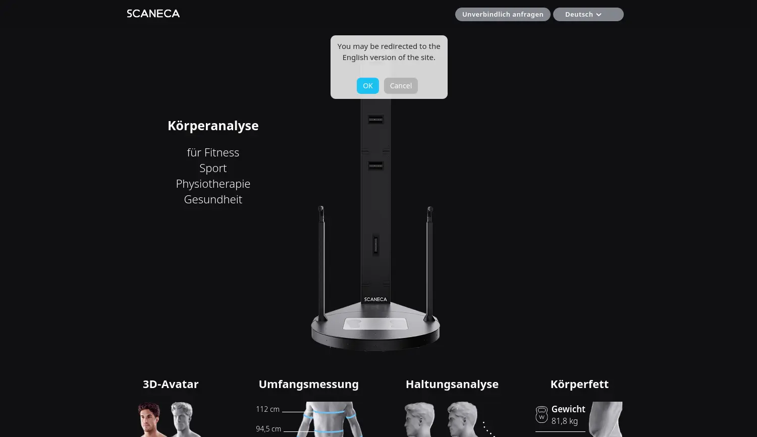 Website der Firma Scaneca GmbH