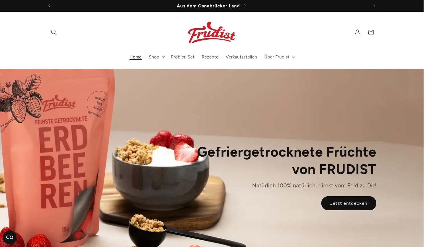 Website der Firma FRUDIST