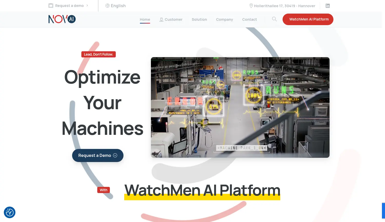 Website der Firma Novo AI GmbH