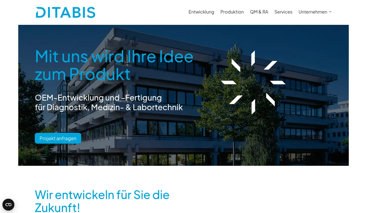 Website der Firma DITABIS – Digital Biomedical Imaging Systems AG