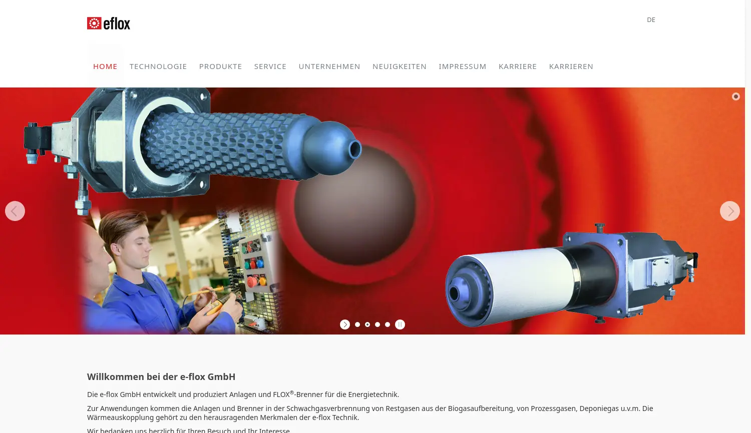 Website der Firma e-flox GmbH