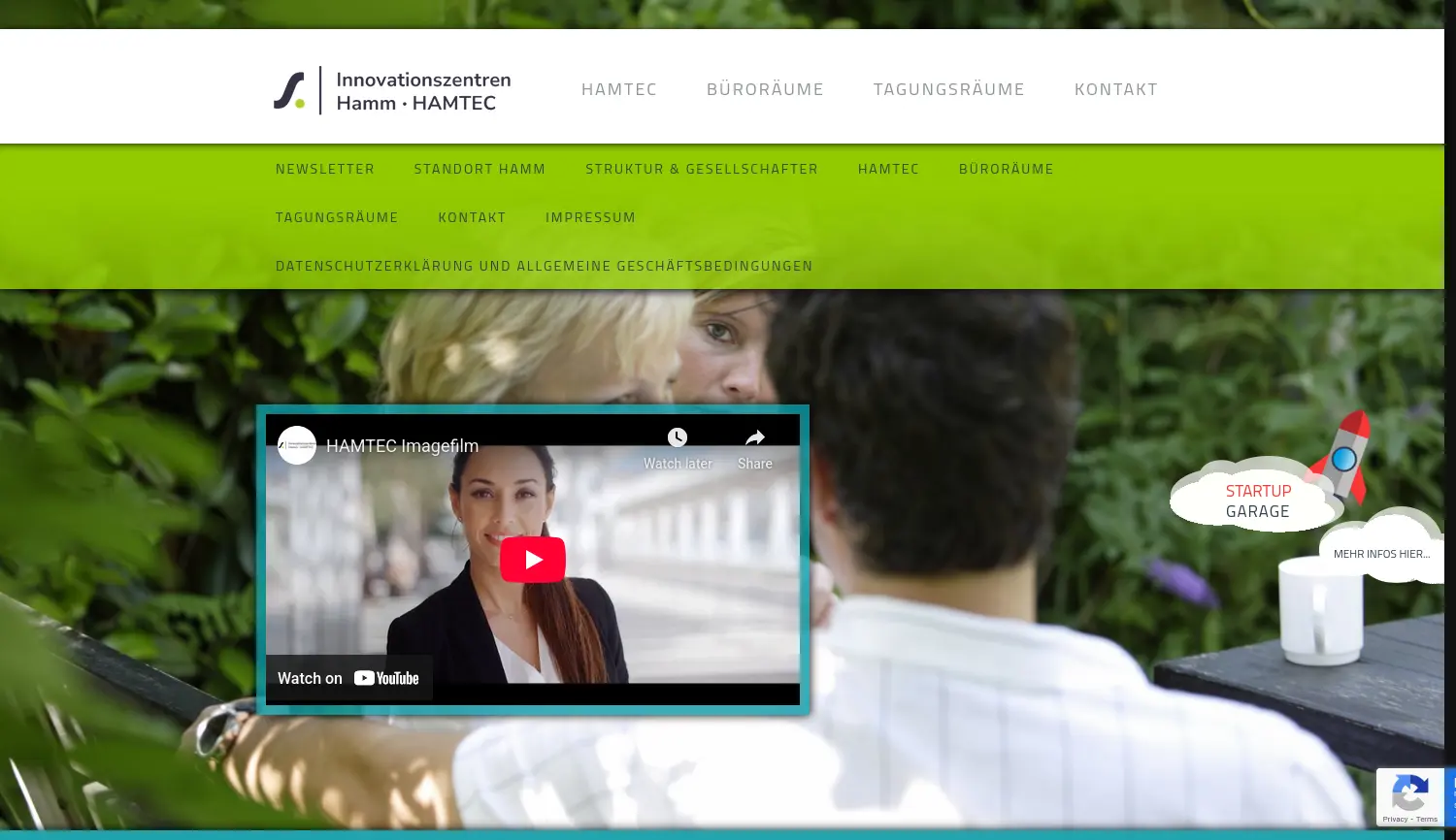 Website der Firma Innovationszentren Hamm GmbH