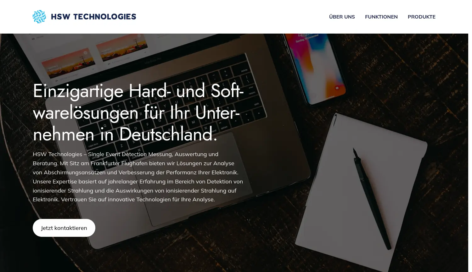 Website der Firma HSW Technologies UG