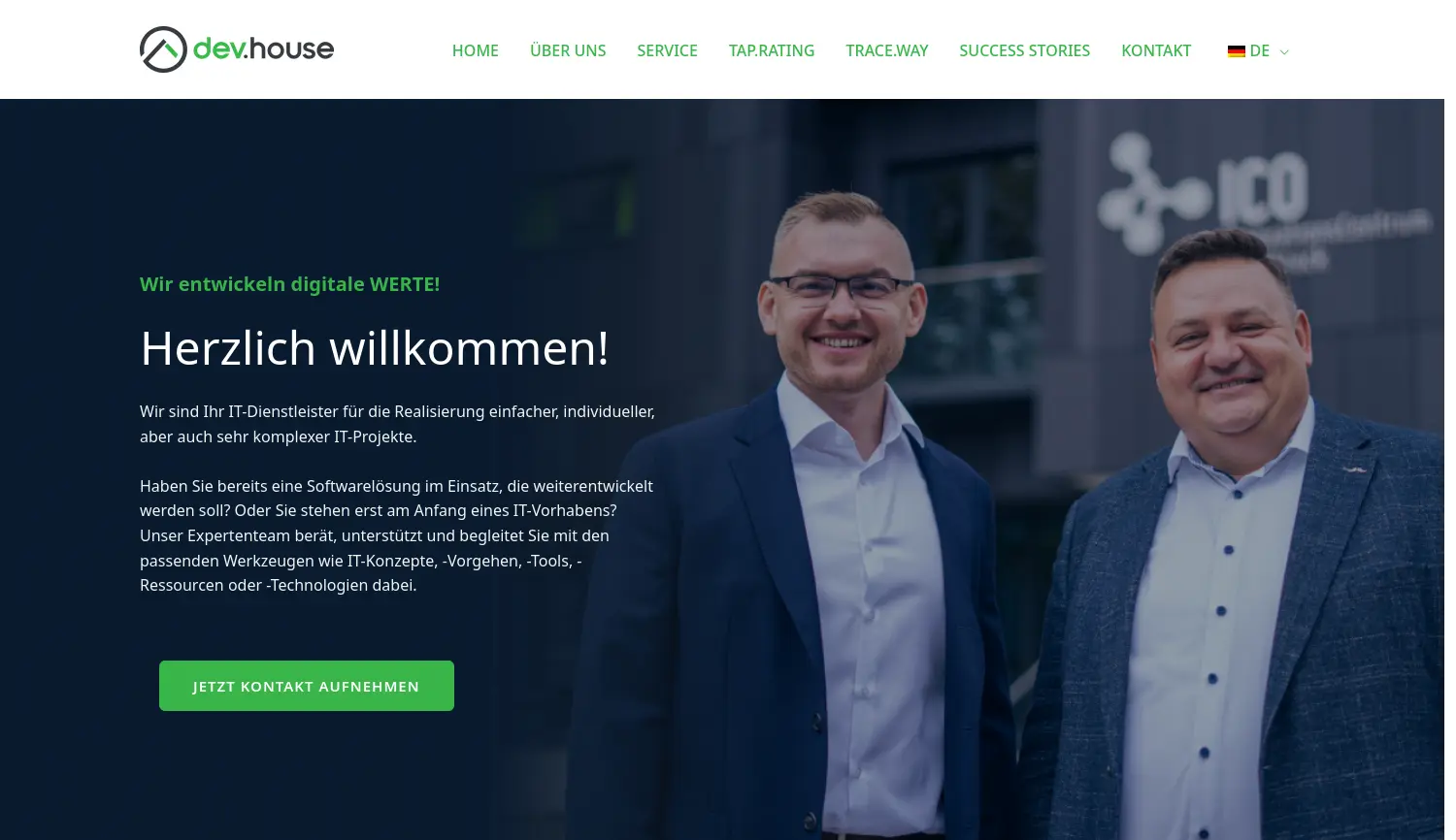 Website der Firma dev.house GmbH