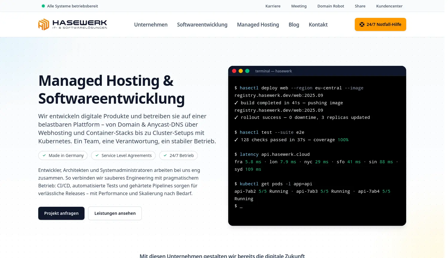 Website der Firma HASEWERK UG (haftungsbeschränkt)