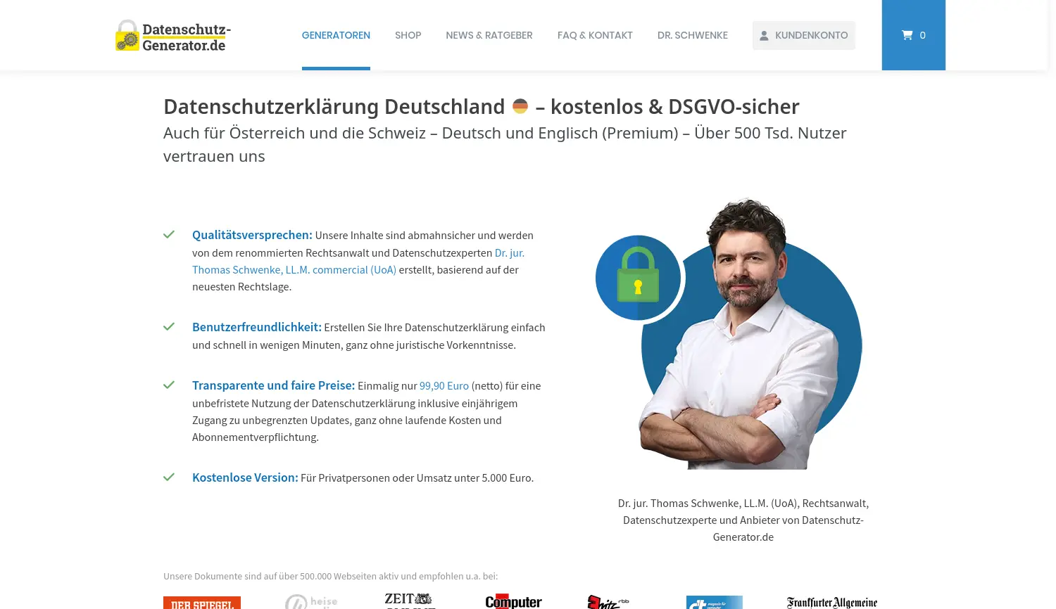 Website der Firma Datenschutz-Generator.de