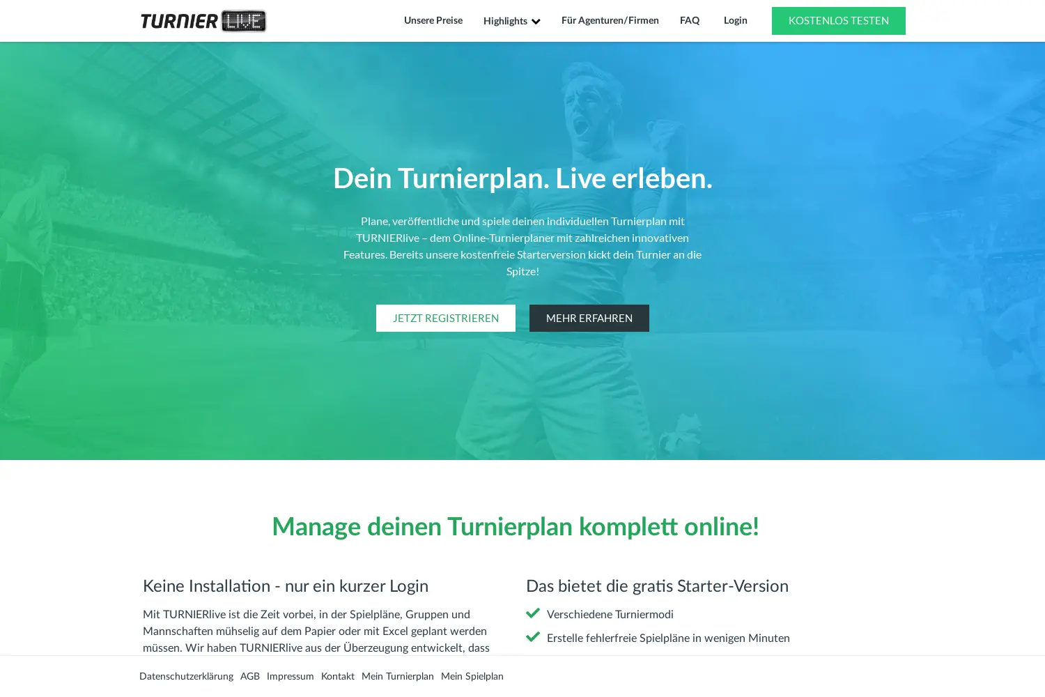 Website der Firma TURNIERlive UG