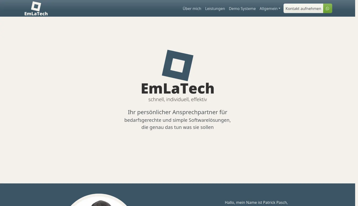 Website der Firma EmLaTech Patrick Pasch Einzelunternehmen