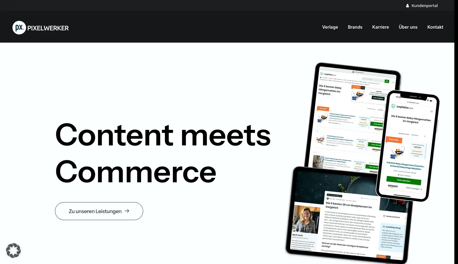 Website der Firma Pixelwerker GmbH