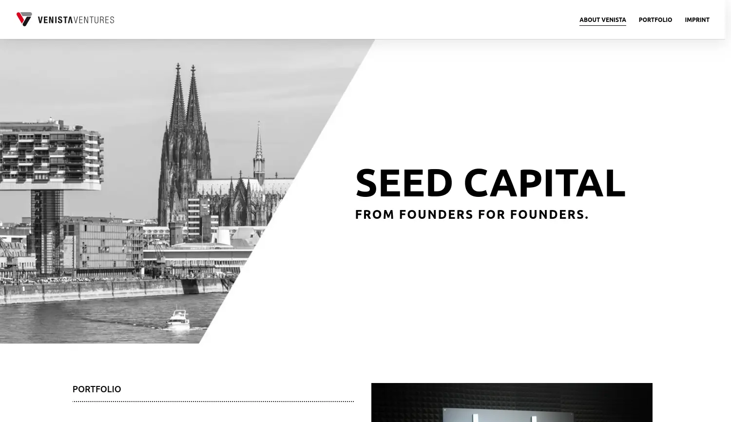 Website der Firma Venista Ventures GmbH & Co. KG