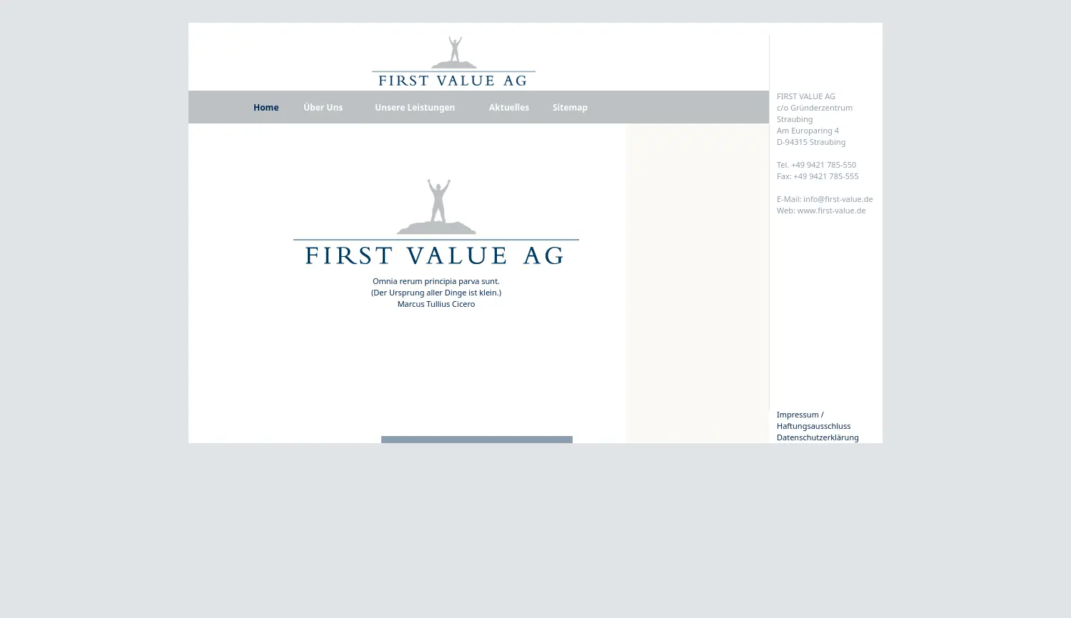 Website der Firma FIRST VALUE AG