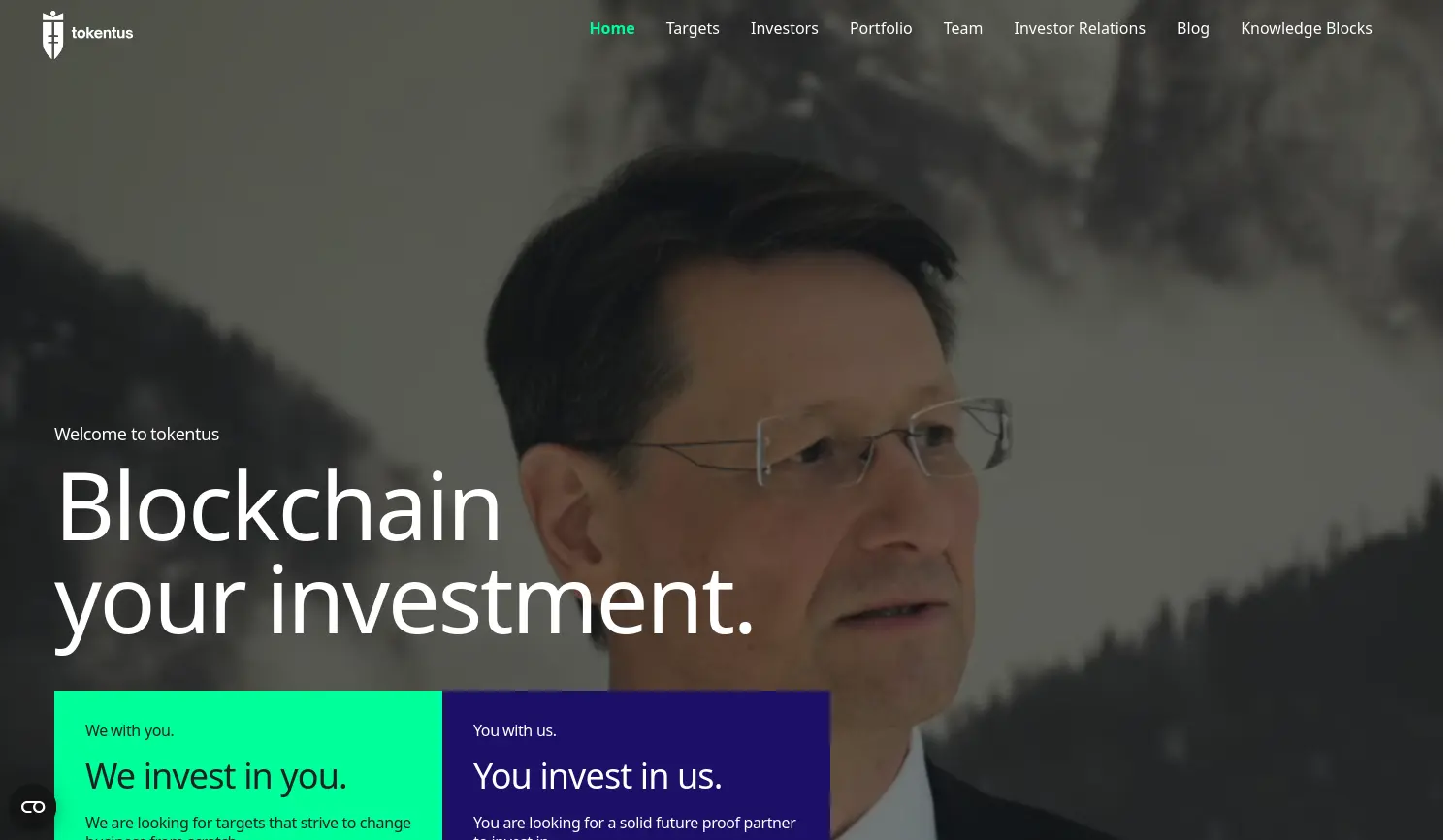 Website der Firma tokentus investment AG