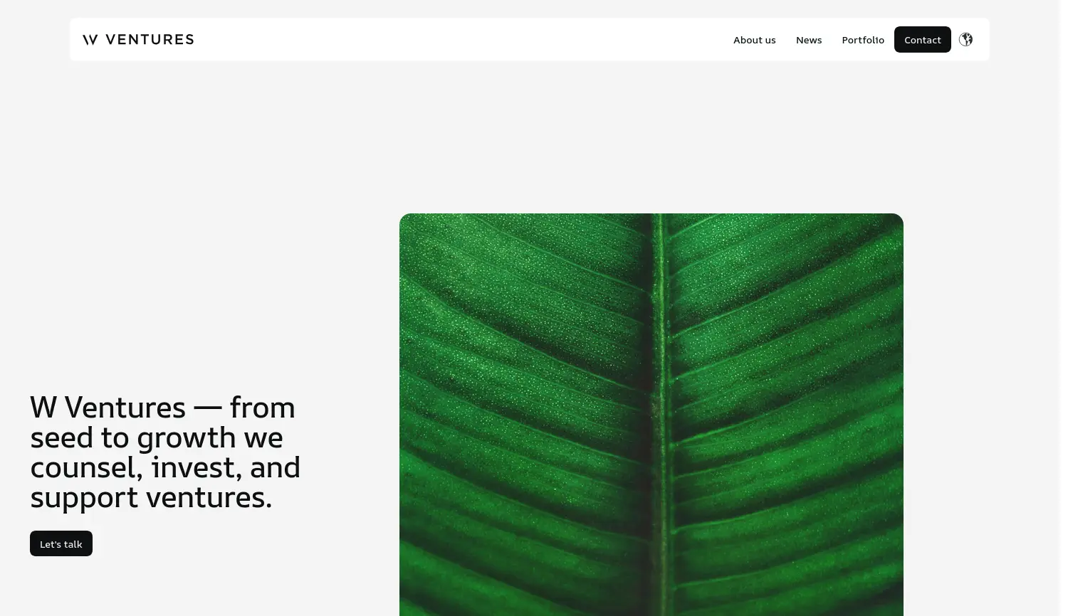 Website der Firma W Ventures GmbH