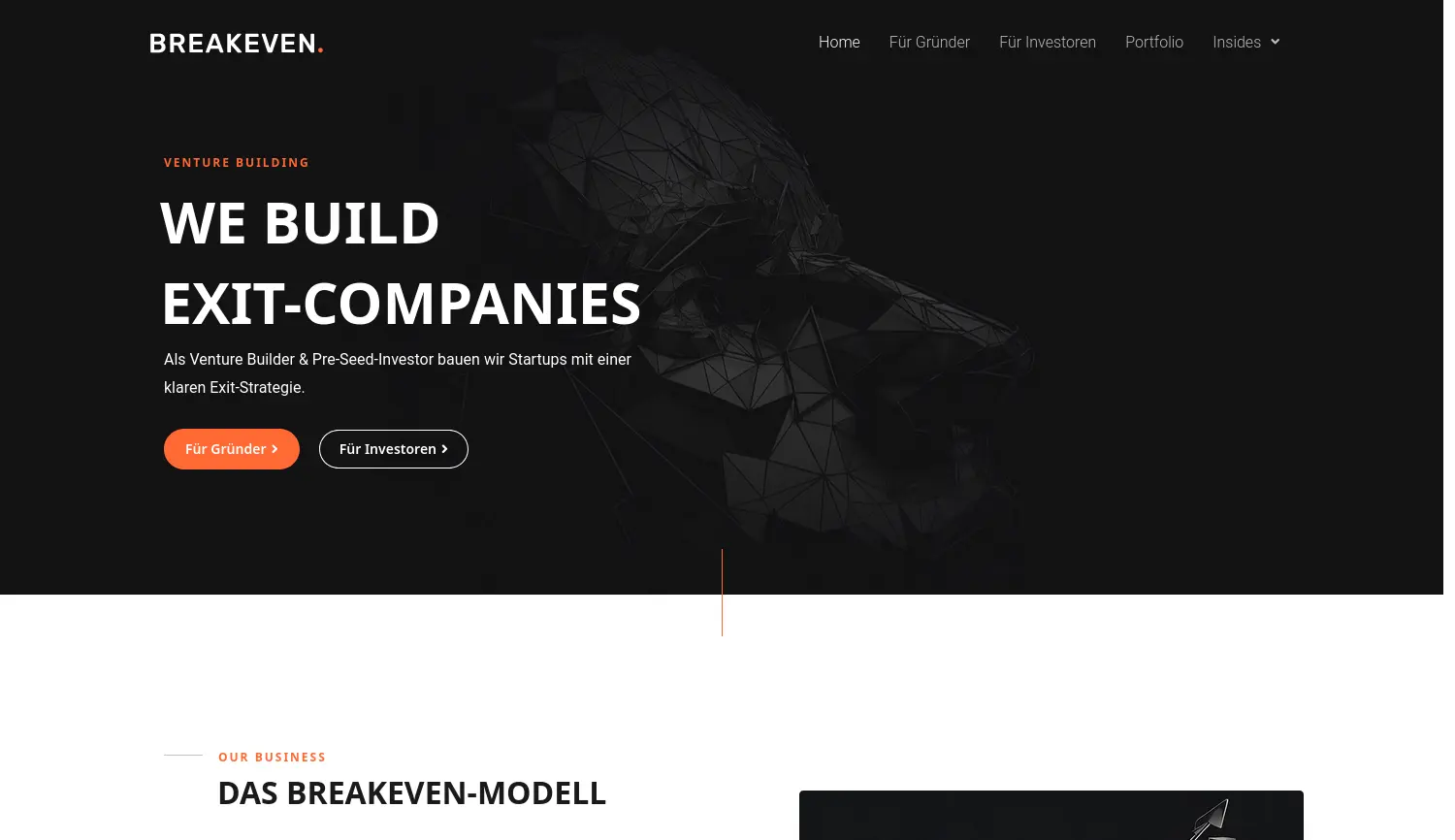 Website der Firma BREAKEVEN Management GmbH