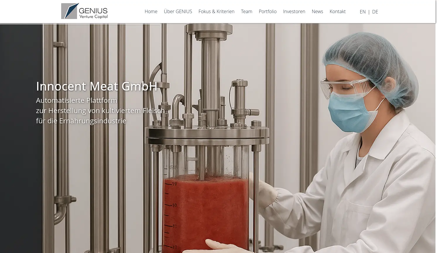 Website der Firma GENIUS Venture Capital GmbH