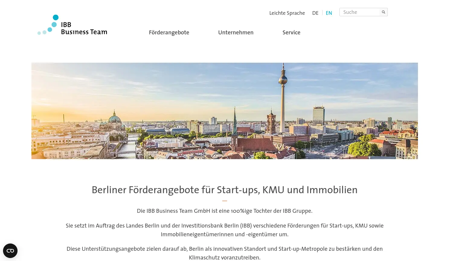 Website der Firma IBB Business Team GmbH