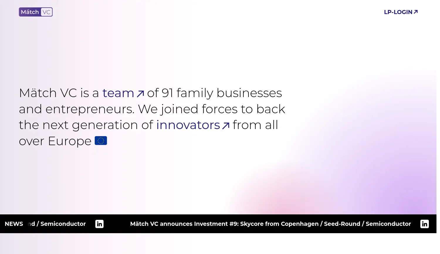 Website der Firma Mätch.vc Management GmbH