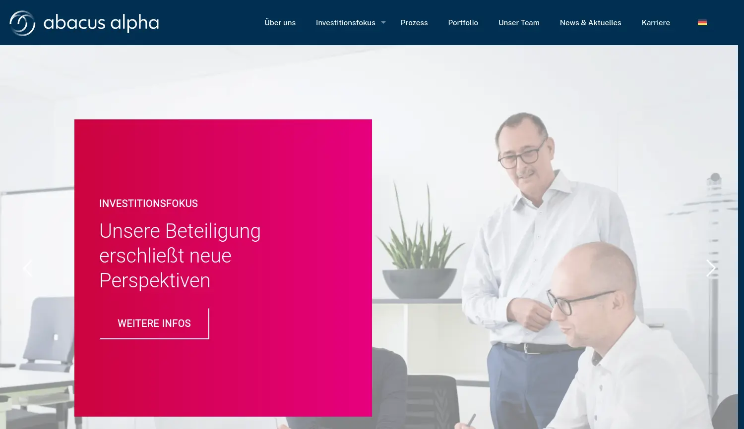 Website der Firma Abacus alpha GmbH
