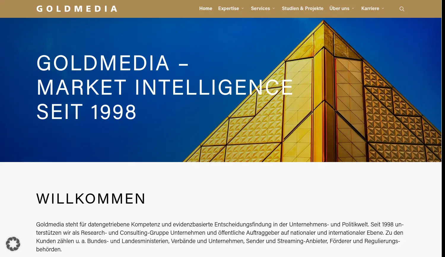 Website der Firma Goldmedia
