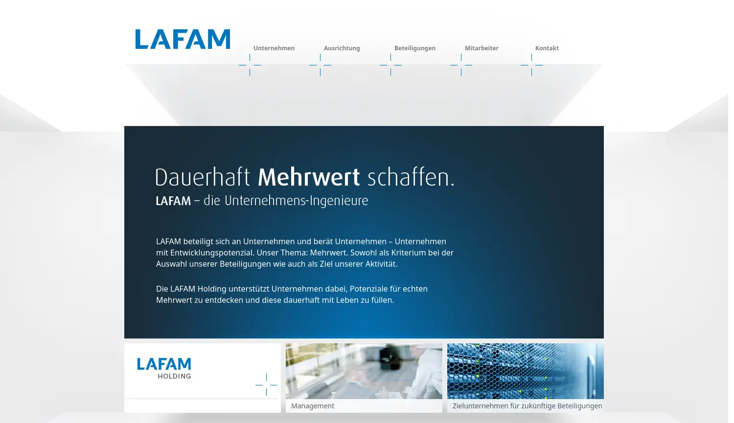 Website der Firma LAFAM Holding GmbH