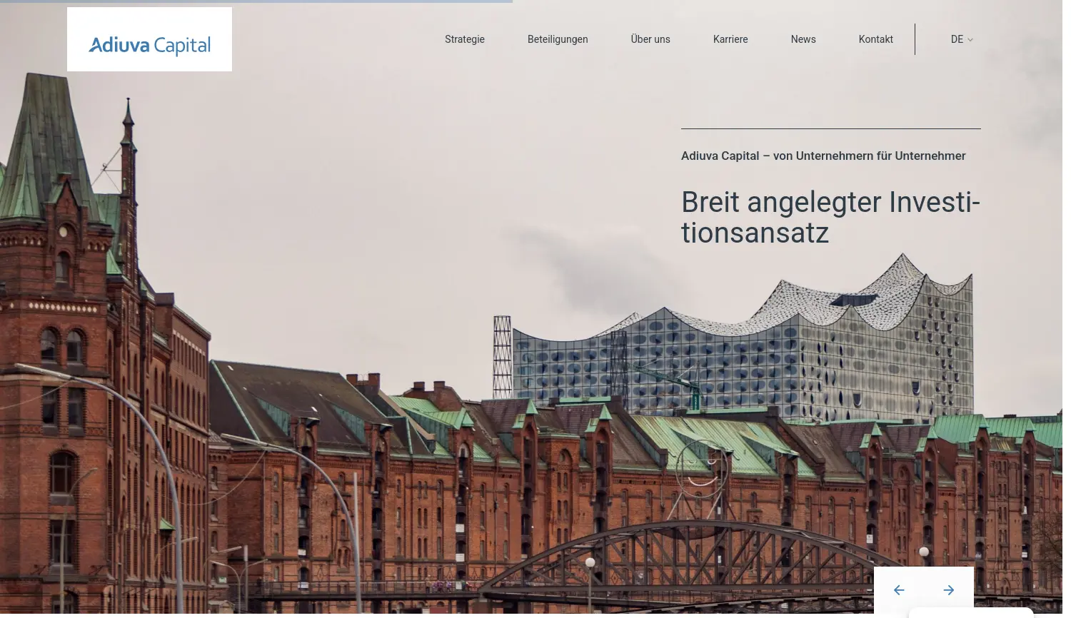 Website der Firma Adiuva Capital GmbH