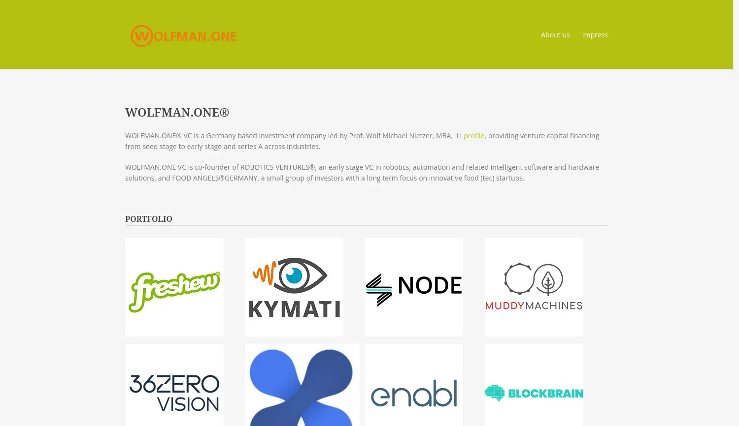 Website der Firma WOLFMAN.ONE GmbH