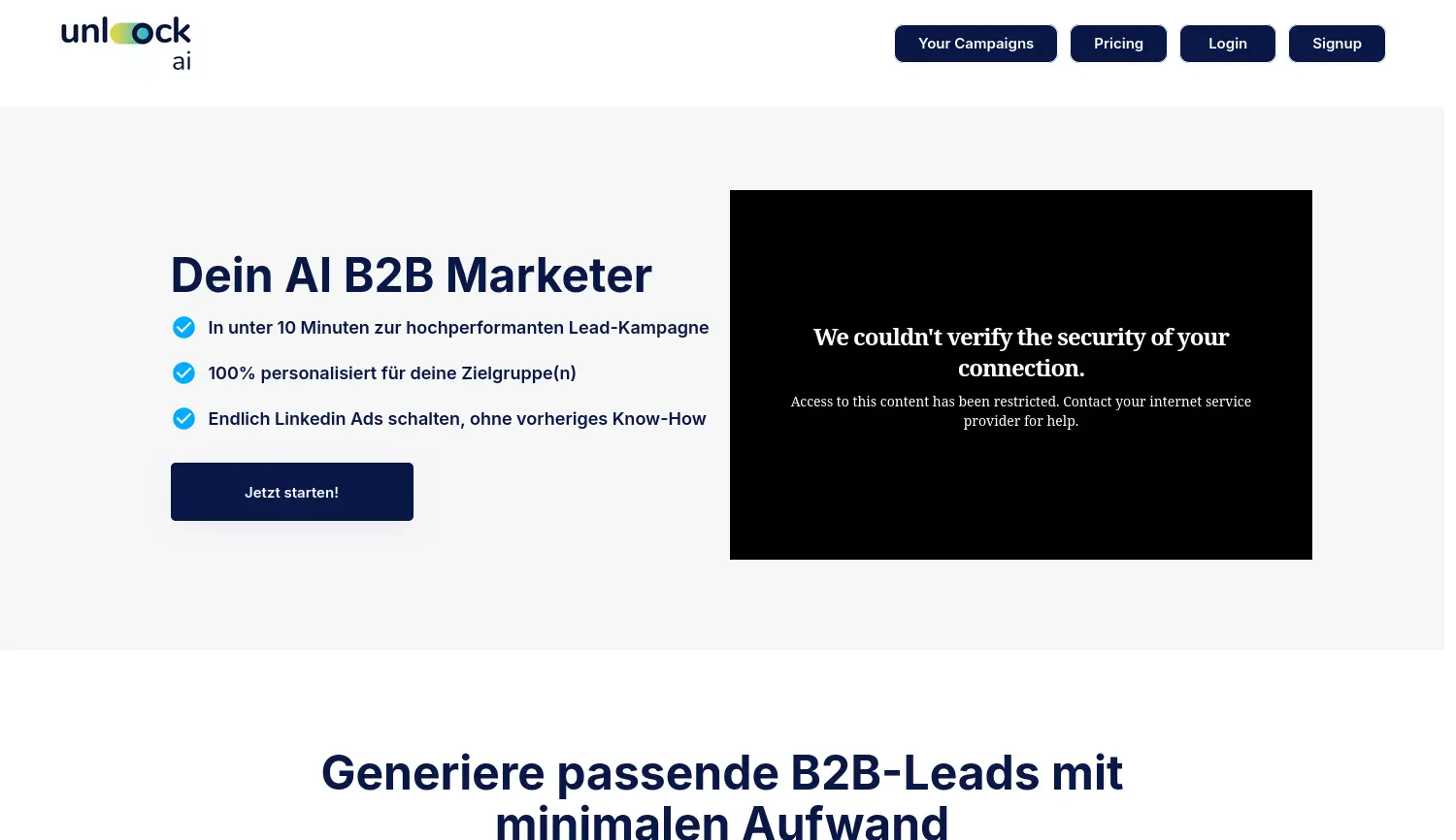 Website der Firma Unlock AI