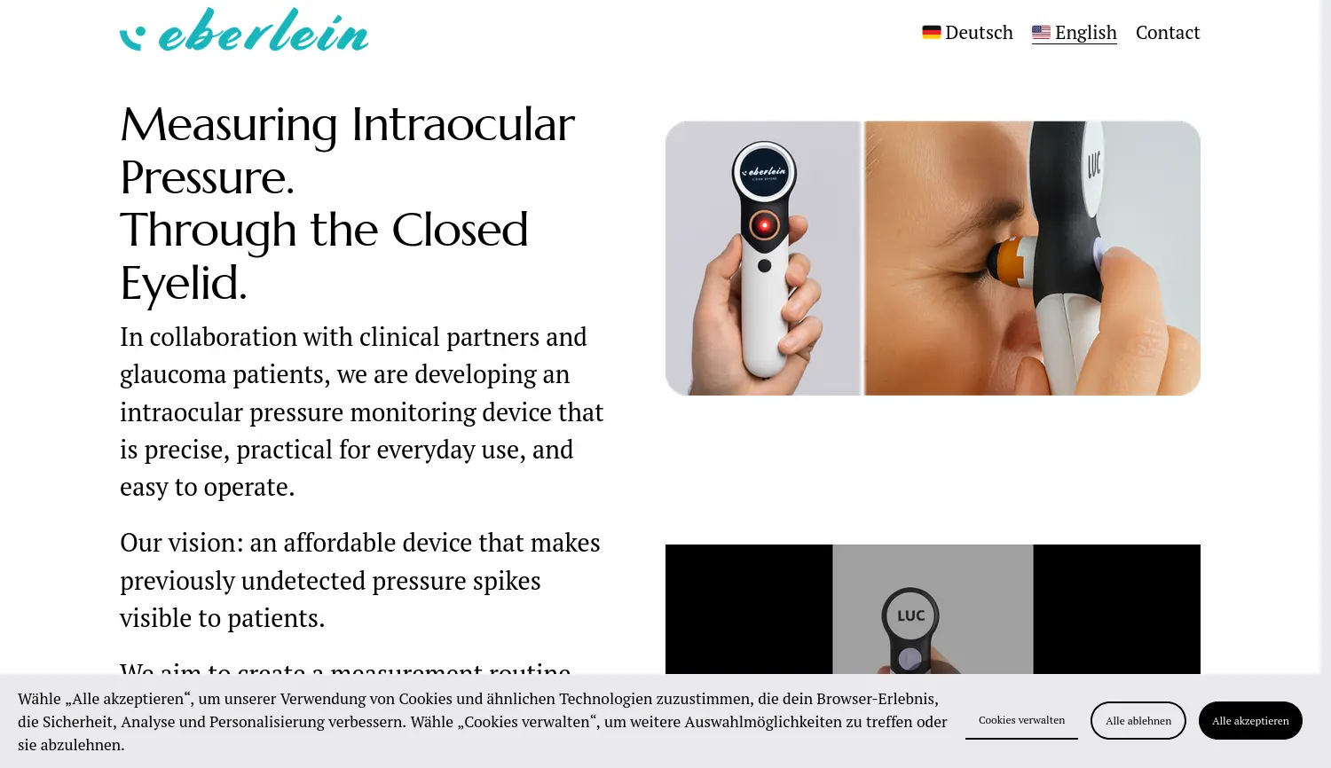 Website der Firma Eberlein Health (in Gründung)