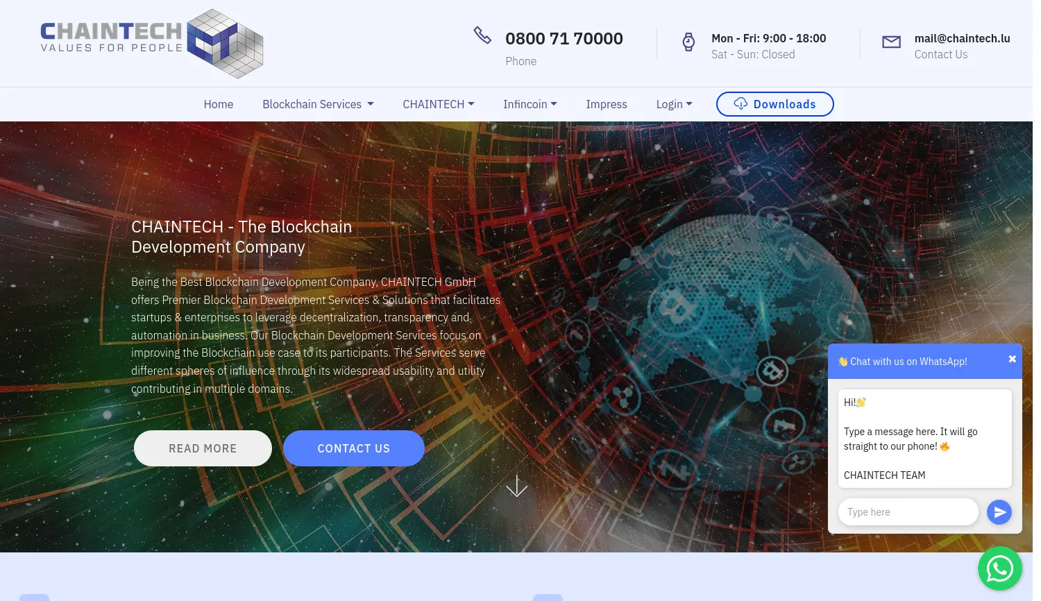 Website der Firma CHAINTECH GmbH